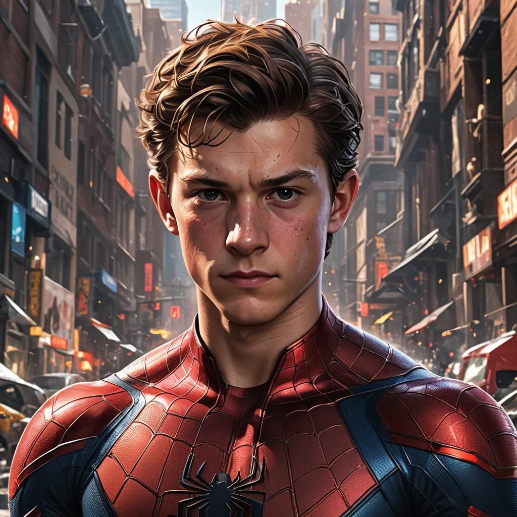 Tom Holland as Spiderman in Comic Book Art