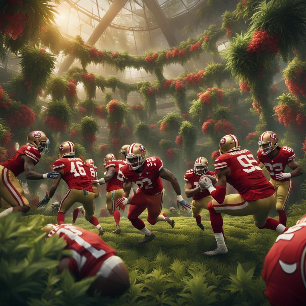49ers Football Team in Cannabis Garden: Matte Painting