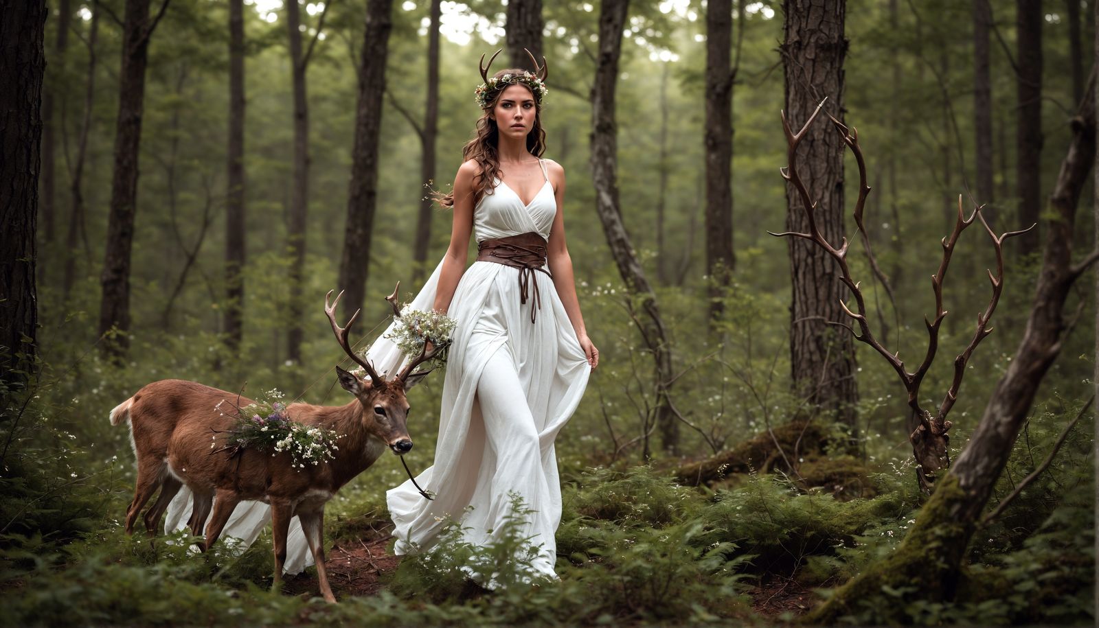Artemis, Greek Goddess of the Hunt in Forest