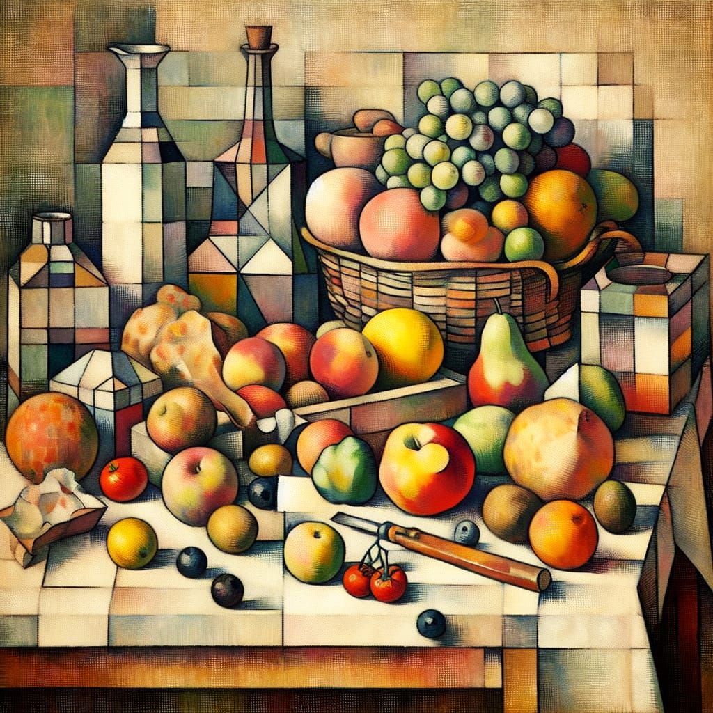 Paul Cézanne Post-Impressionism inspired geometric still lif...