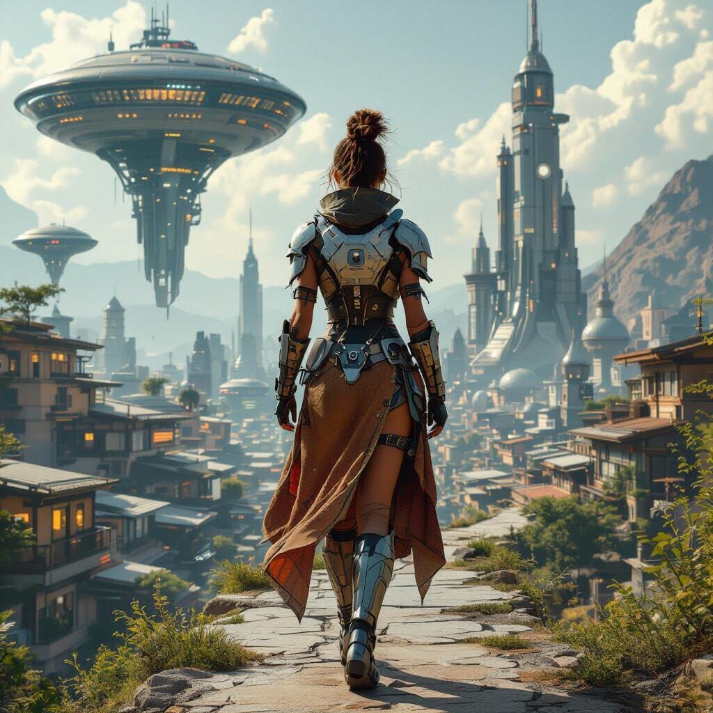 Futuristic Cityscape Blends Feudal Past with Urban Farms