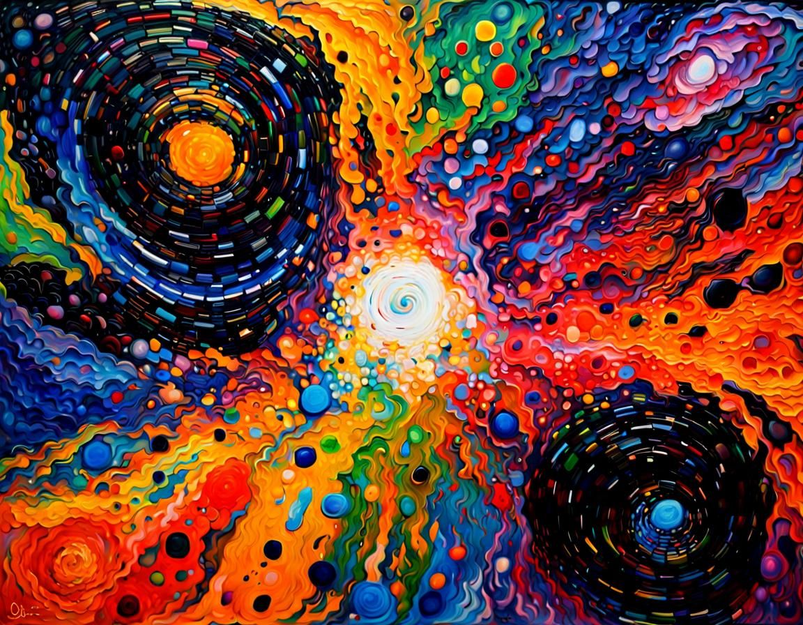 Colorful Black Hole in Neo-Impressionist Style
