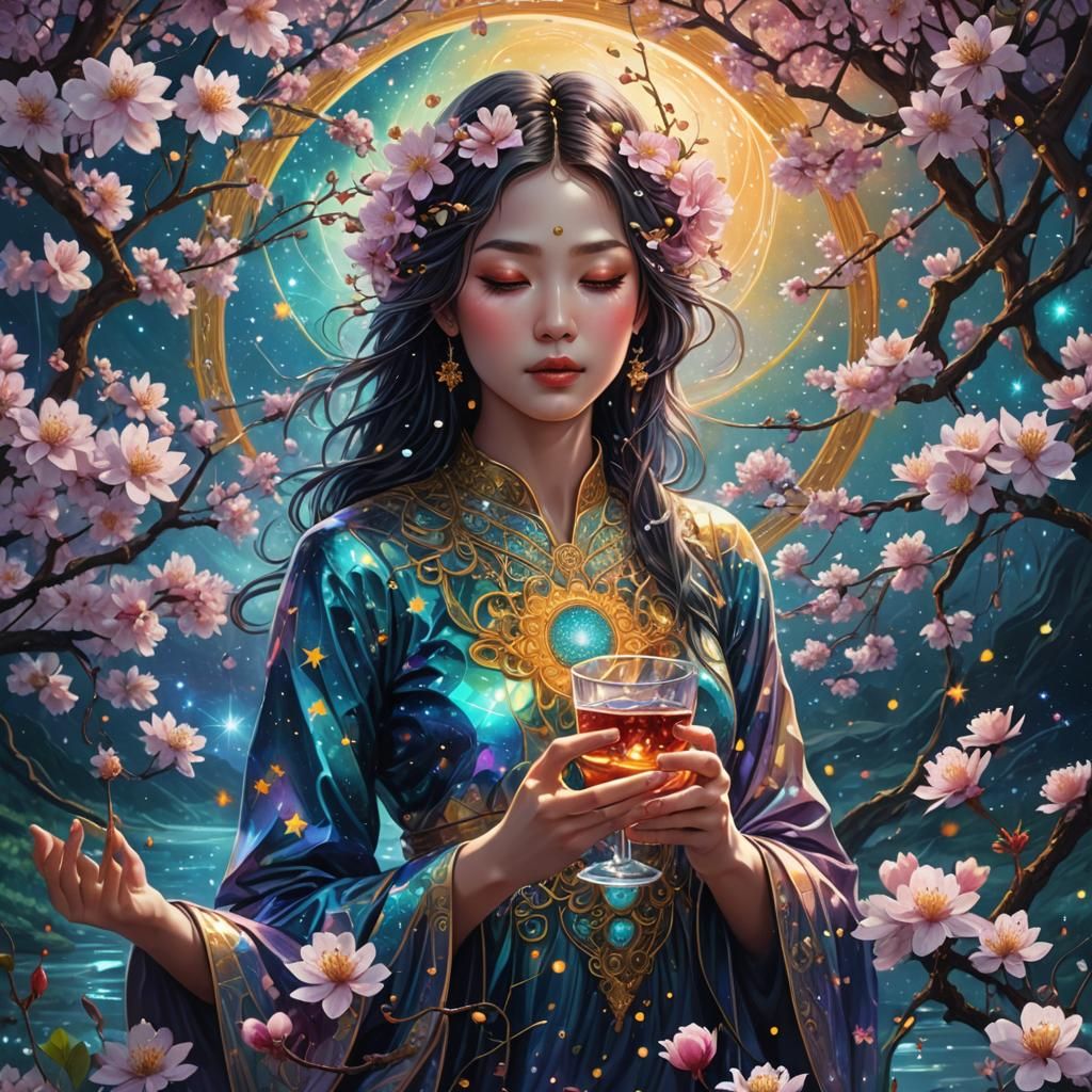 Astral River of the Soul: Holographic Cosmic Illustration