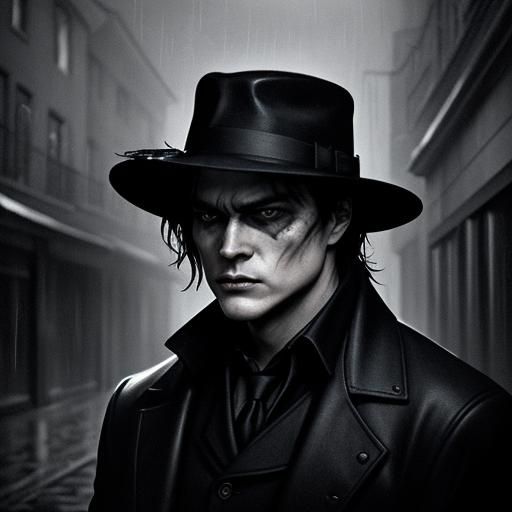 Film Noir Portrait in German Expressionist Style