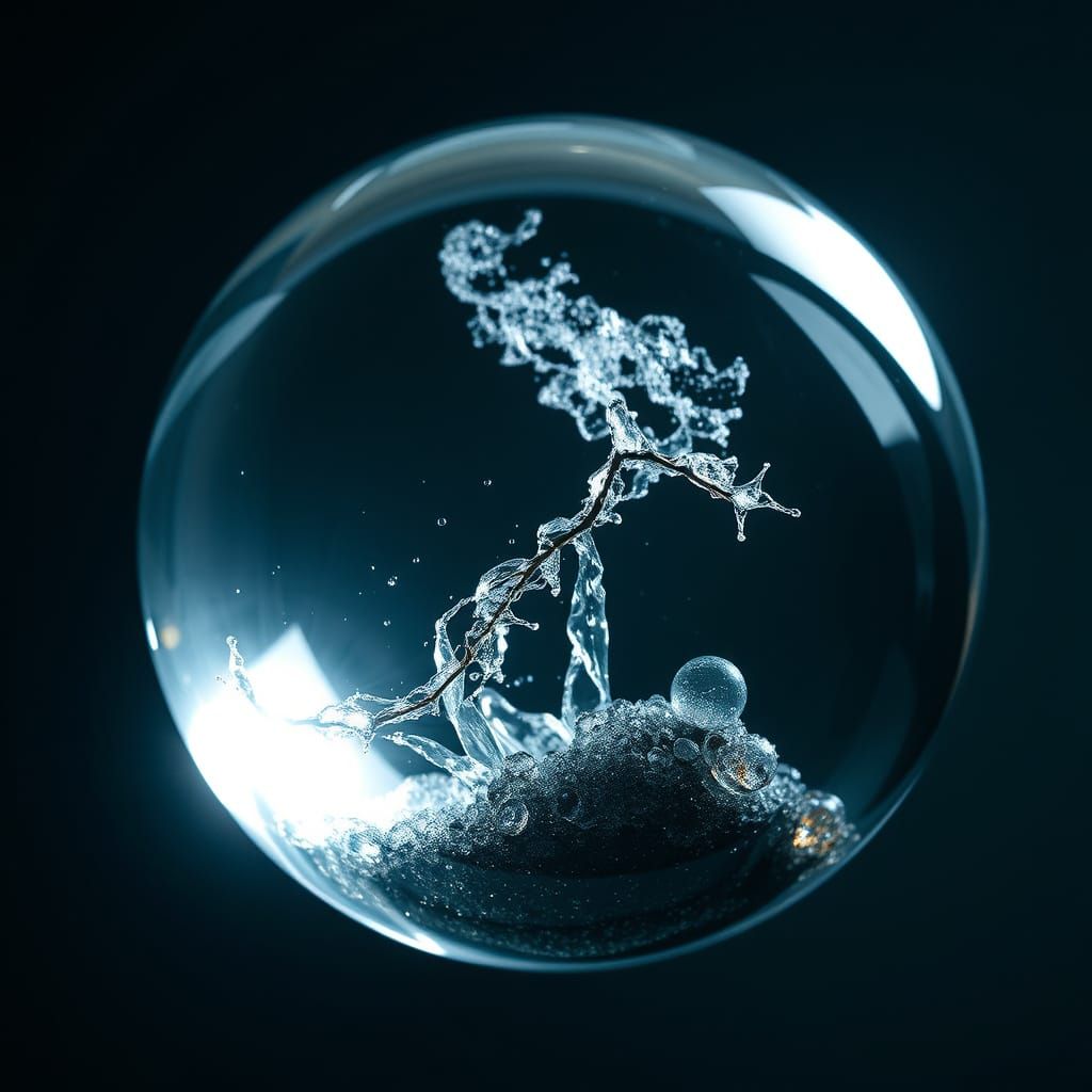 Crystal Ball in Ethereal Water Reflected in Mid-Air