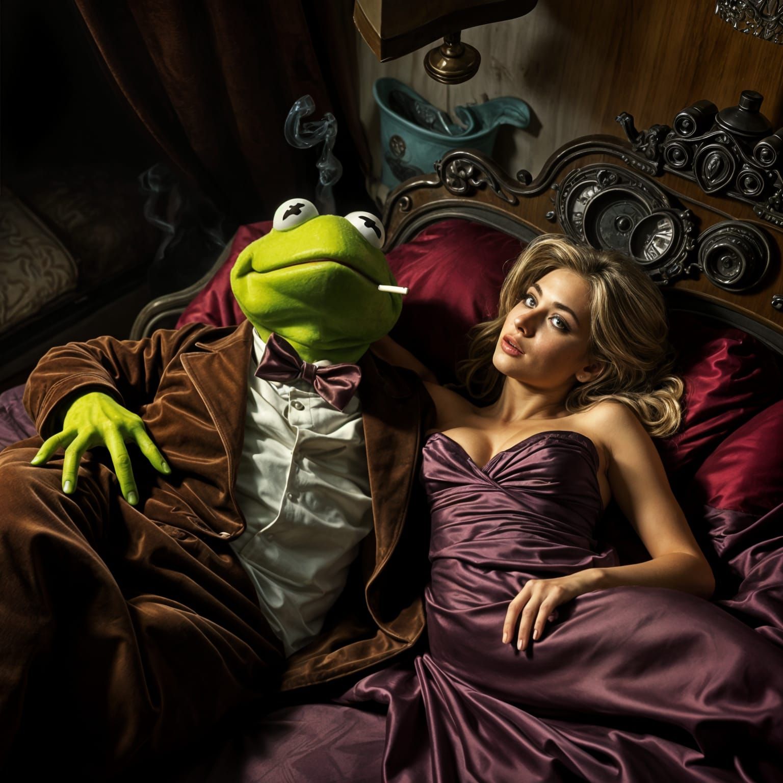 Hyperrealistic Kermit's Surprise Encounter