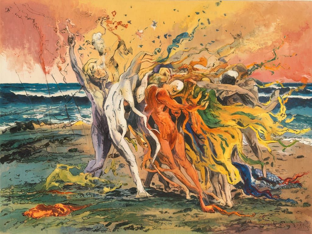 Abstract Expressionist Surrender in Colourful Chaos