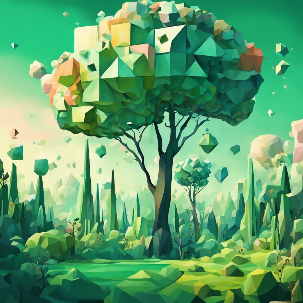 Whimsical Low-Poly Dreamscape in Vibrant Pastel Colors