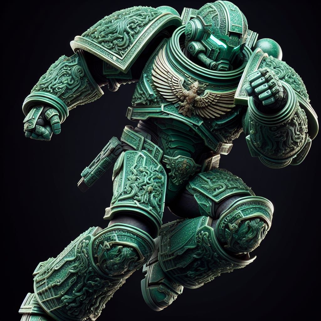 Jade Space Marine in Action Pose
