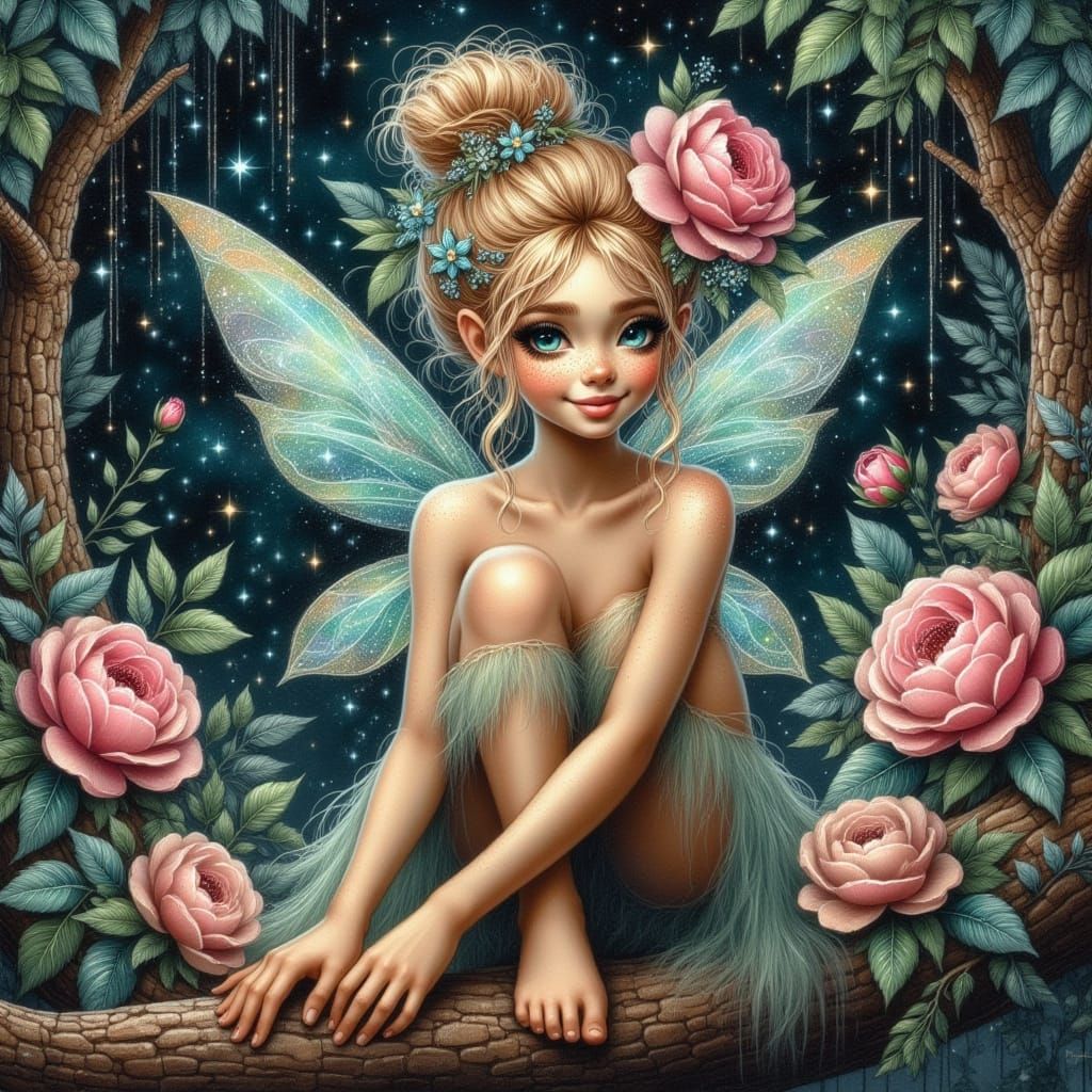 Whimsical Fairy Portrait in Oil and Airbrush