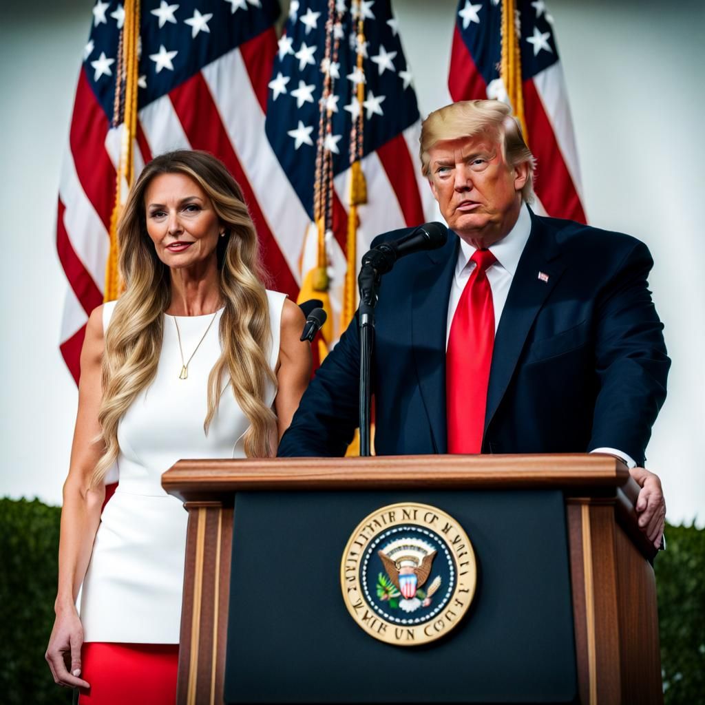Trump and Nikki Haley at Podium