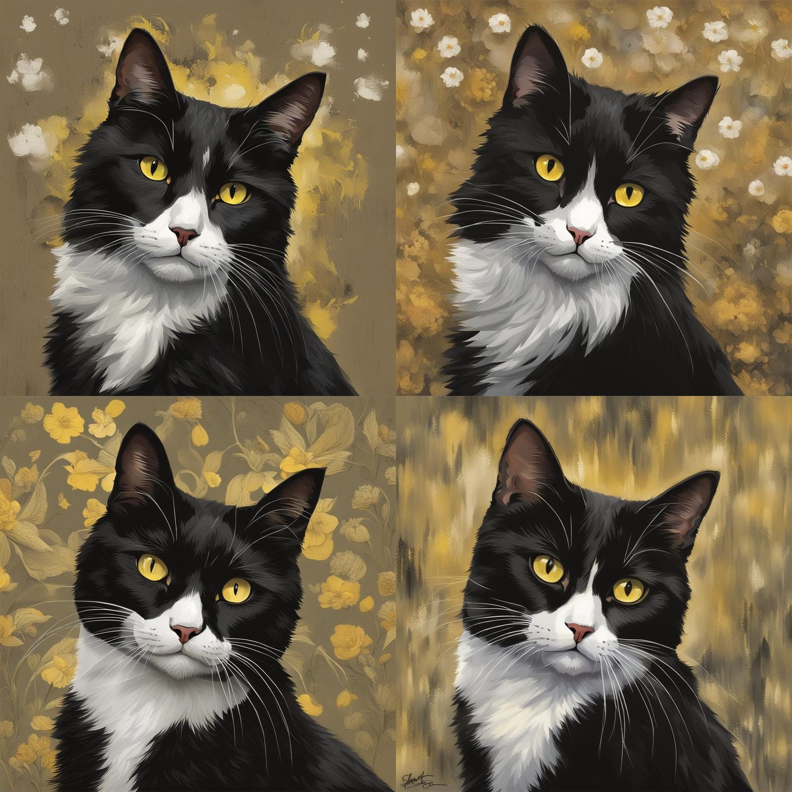 Tuxedo Cat with Yellow Eyes Portrait