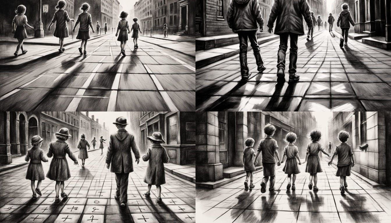 Children's Hopscotch Game in 1940s Style