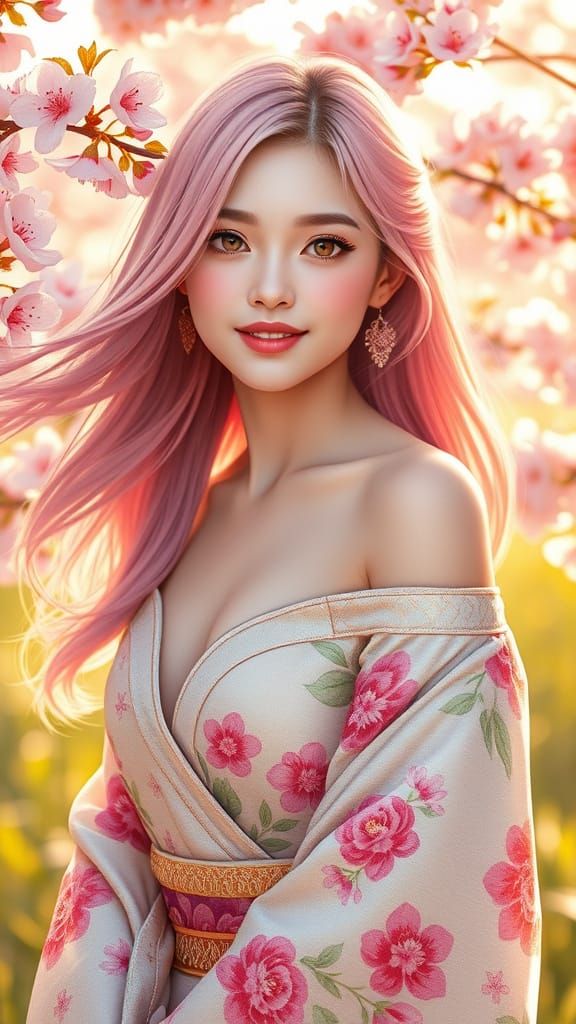 Sakura Haruno: High-Fashion Model in Cherry Blossoms