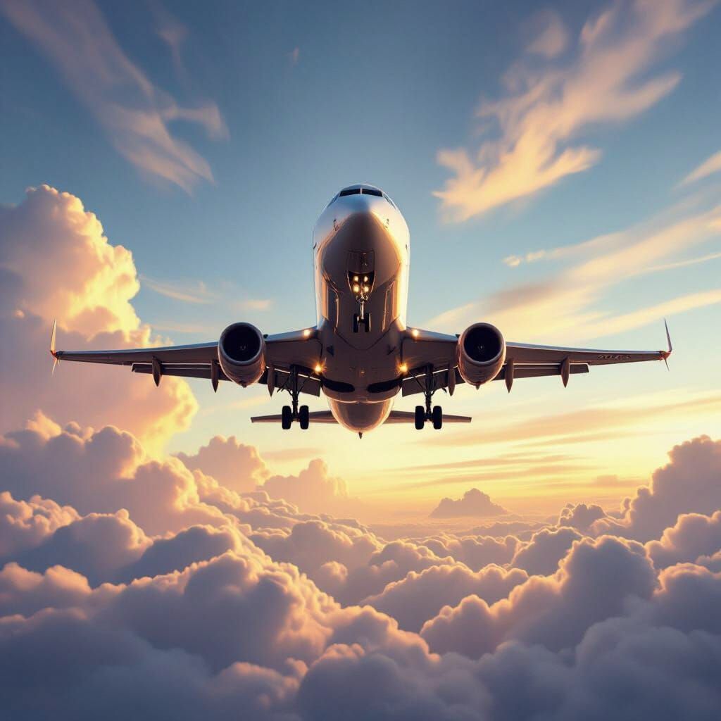 Jetstar Plane Ascends Steeply in Dramatic Sky