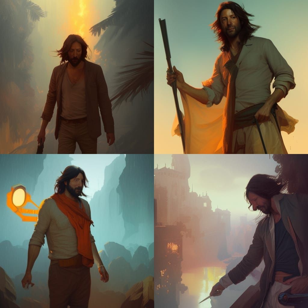 Detailed Portrait of Desmond Hume in Art Nouveau Style