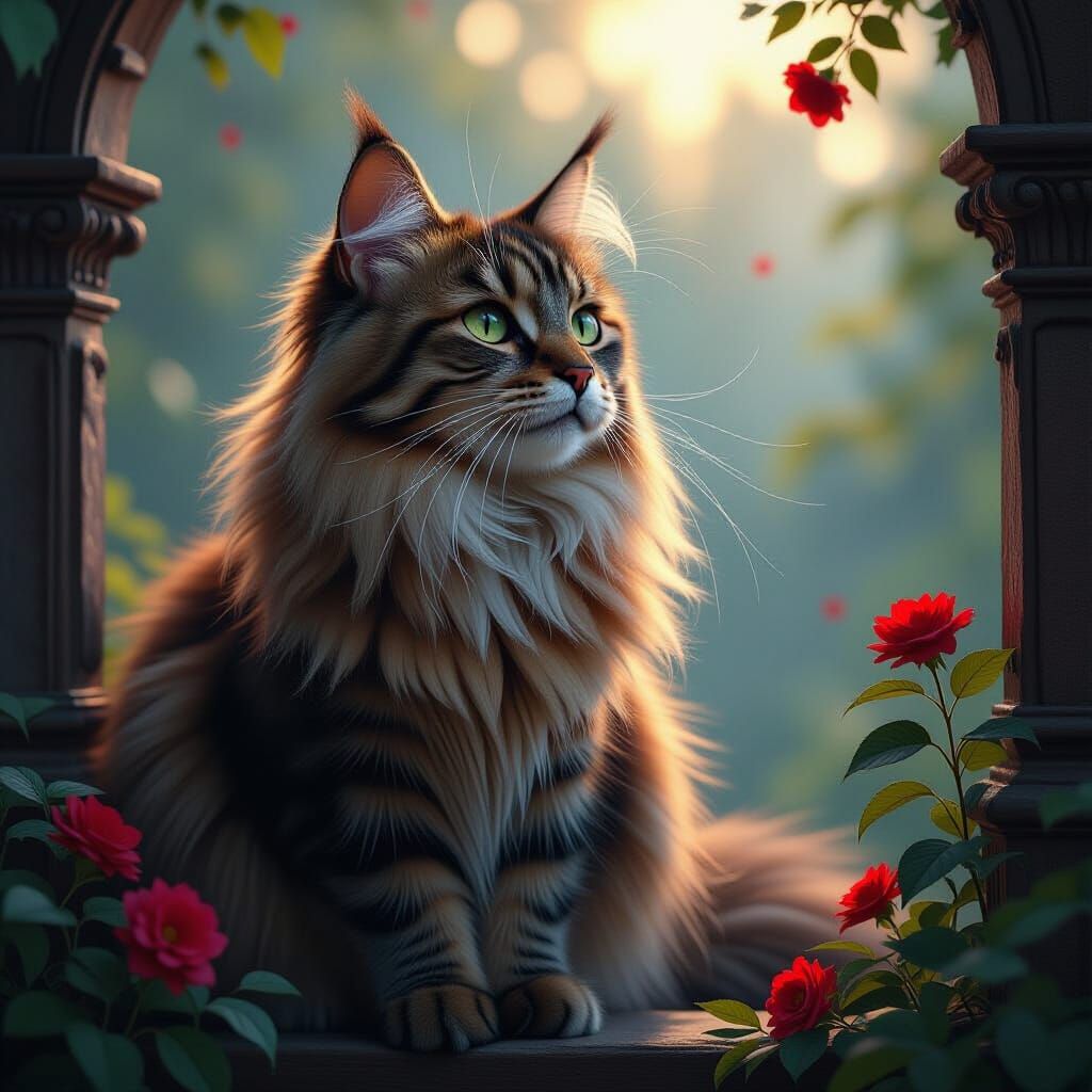 Majestic Cat in Epic Cinematic Digital Painting