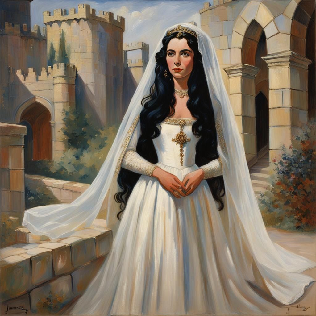 Woman in Medieval Dress: An Oil Painting