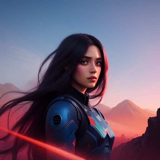 Sci-Fi Concept Art of a Vibrant Female Figure