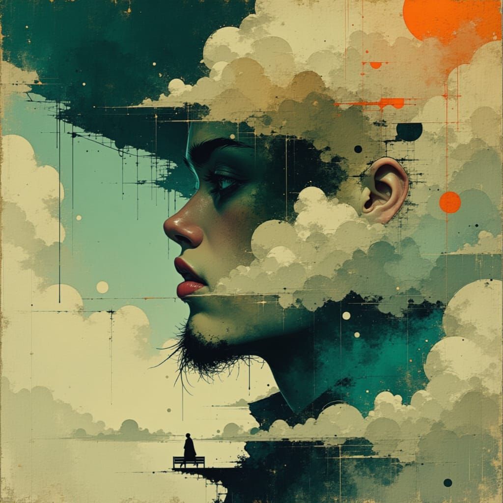 Overwhelmed Person Surrounded by Whispering Echoes