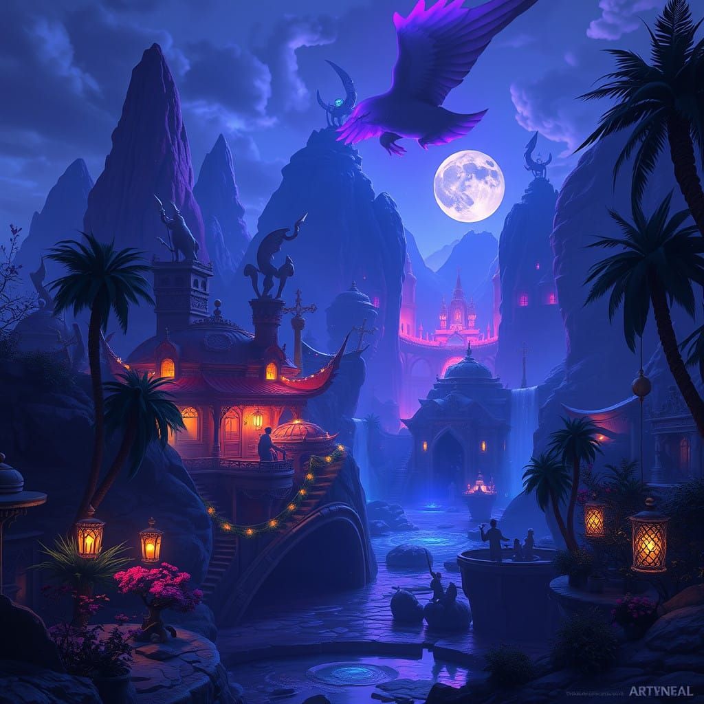 Sapphire Oasis in Twinkling Twilight