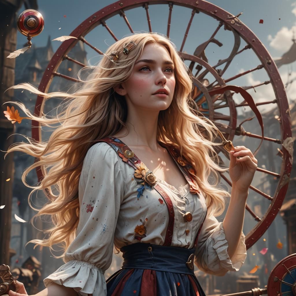 Spinning Pinwheel in Detailed Matte Painting Style