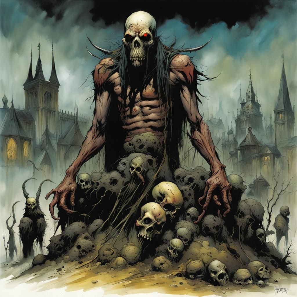 Grimdark Portrait in Mixed Illustration Styles