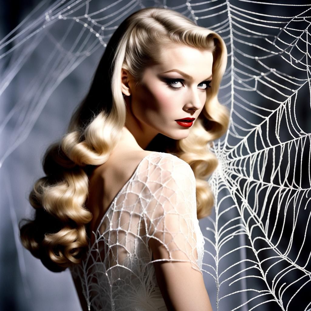 Veronica Lake Inspired Portrait in Spiderweb Gown