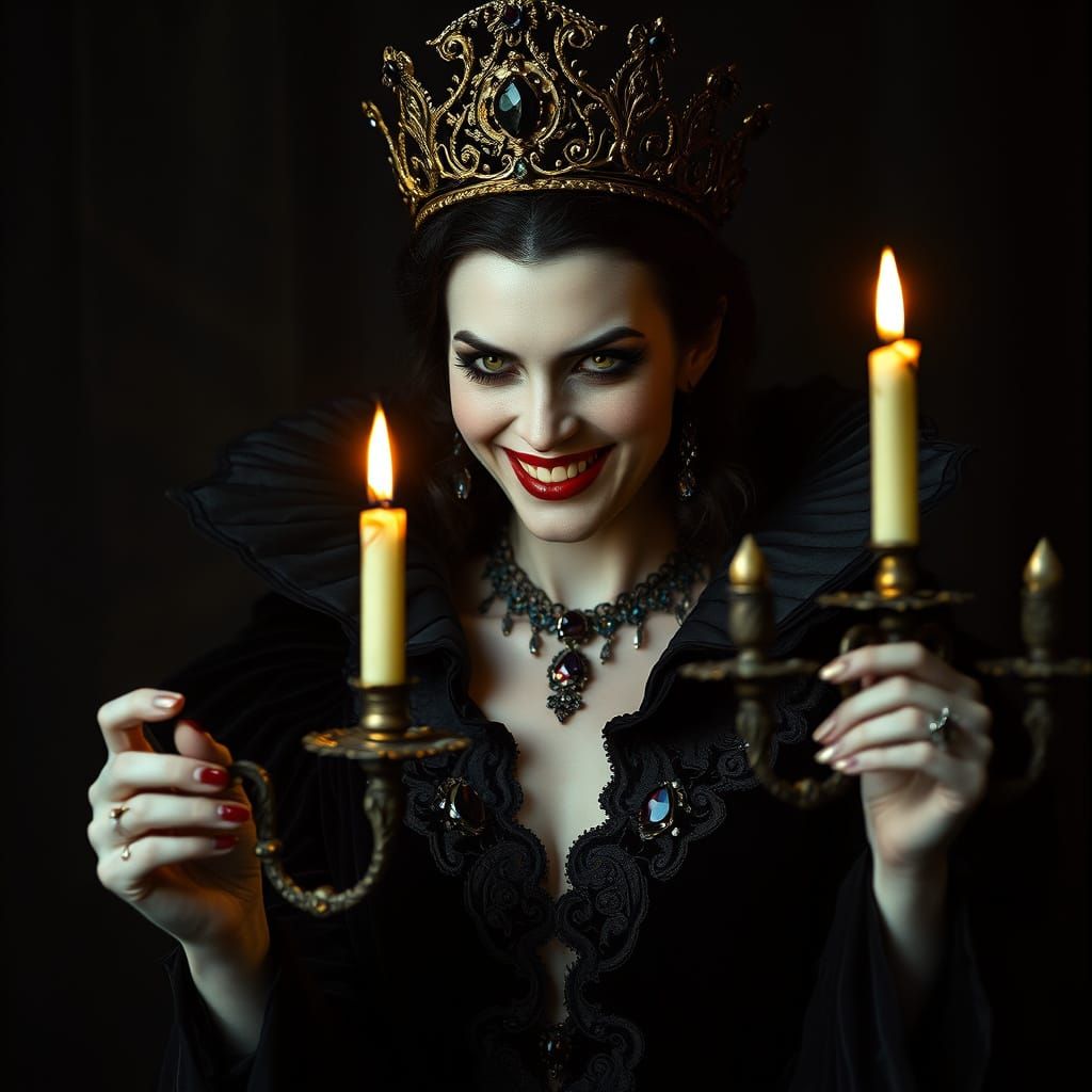 Gothic Vampire Queen in Haunting Darkness