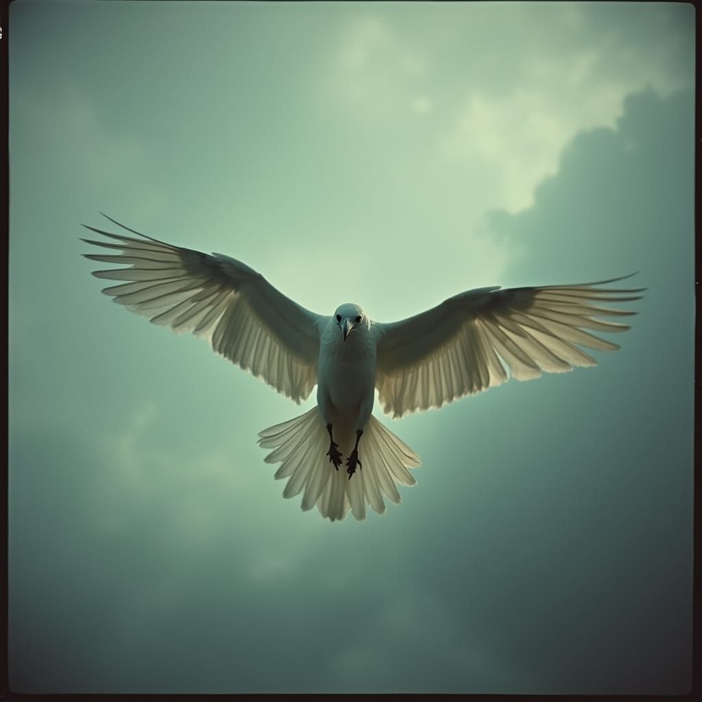 Majestic White Raven in Cinematic Flight