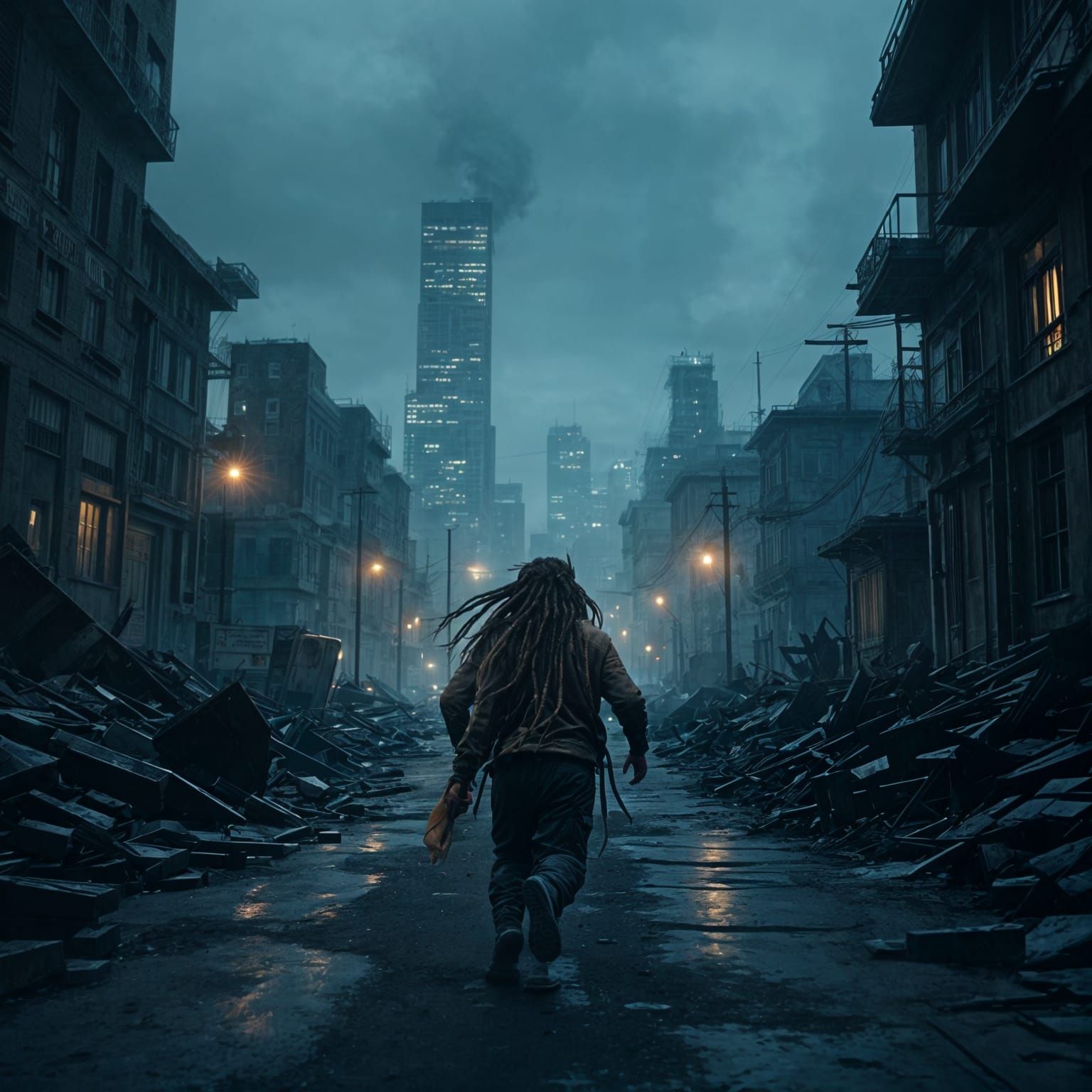 Man Escaping Oppressive System Through Darkness