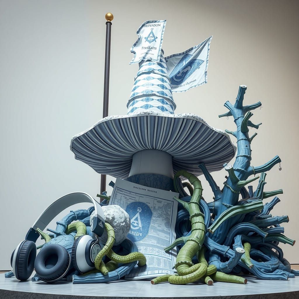 Hyper-Realistic Sculpture of Giant Mushroom in Playful Surre...