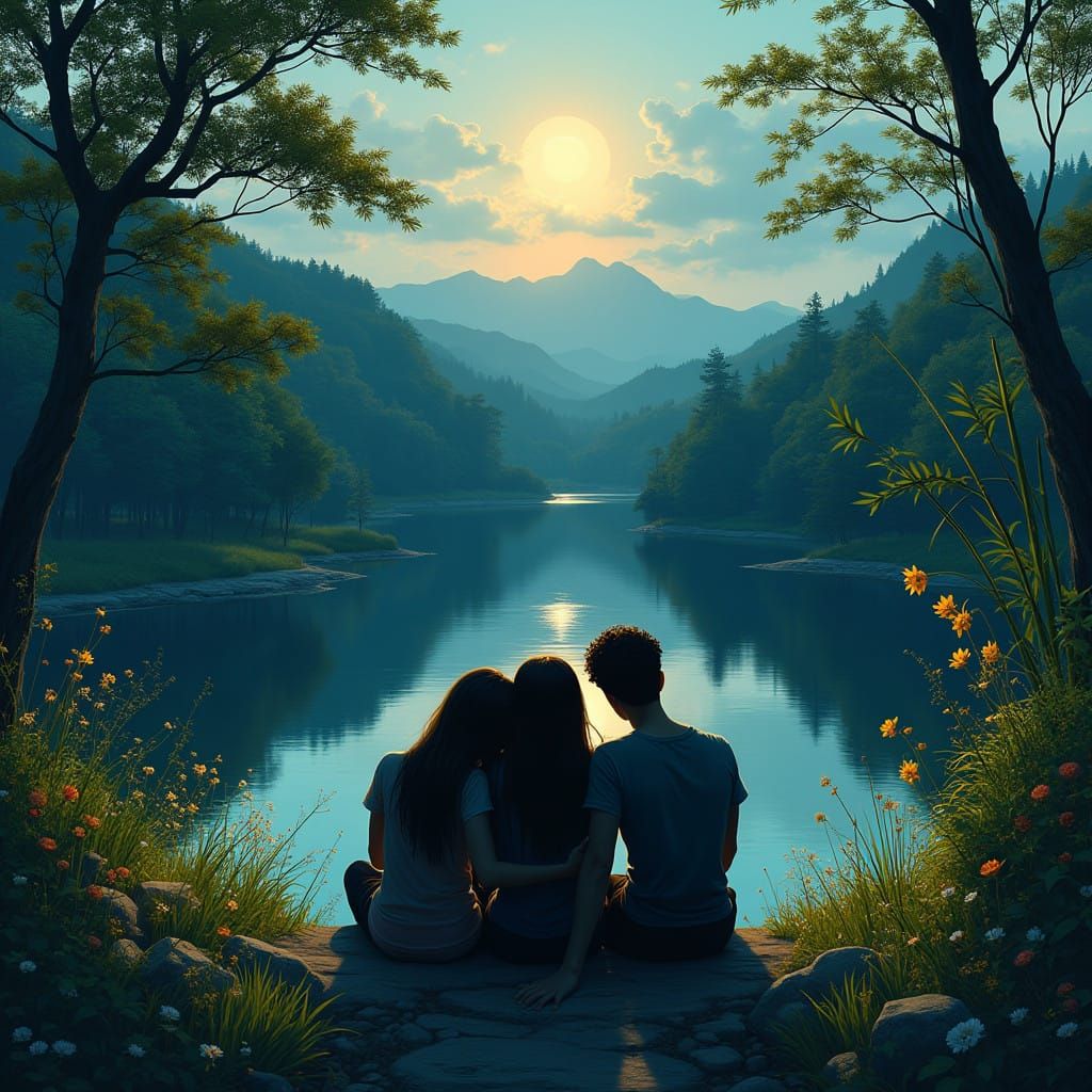 Realistic Serene Nature Landscape at Dawn