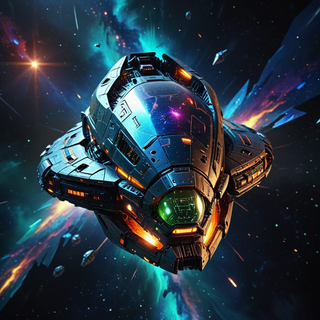 Alien and Human Spacecraft in Abstract Cubism