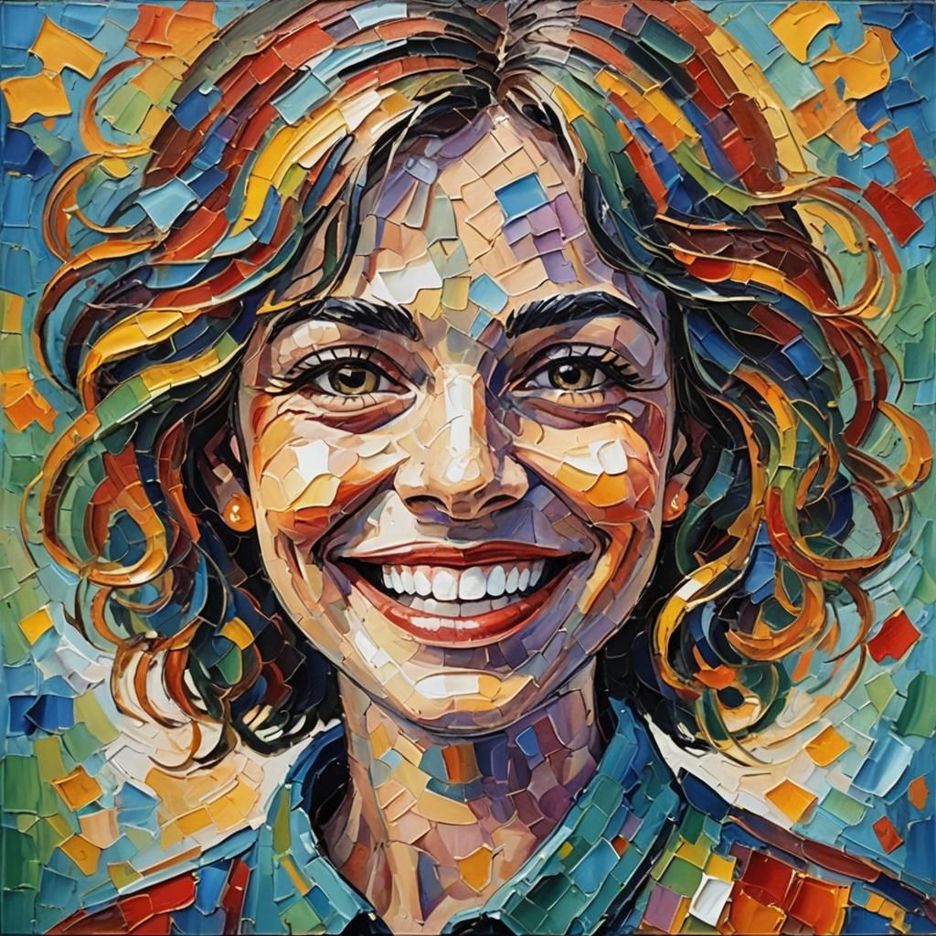 Expressionist Oil Painting of a Smile in Impasto Style