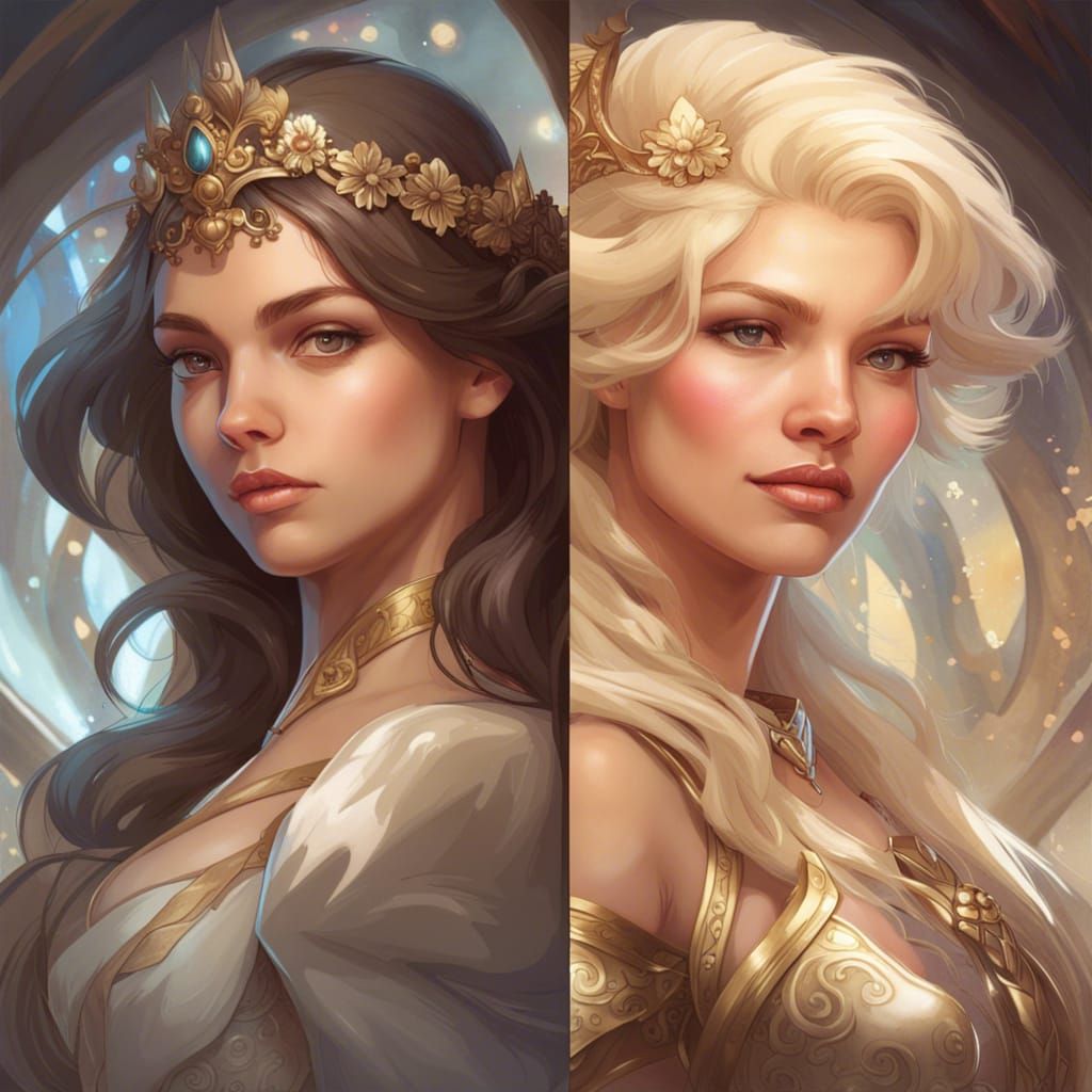 Fantasy Portrait of Two Beautiful Princesses