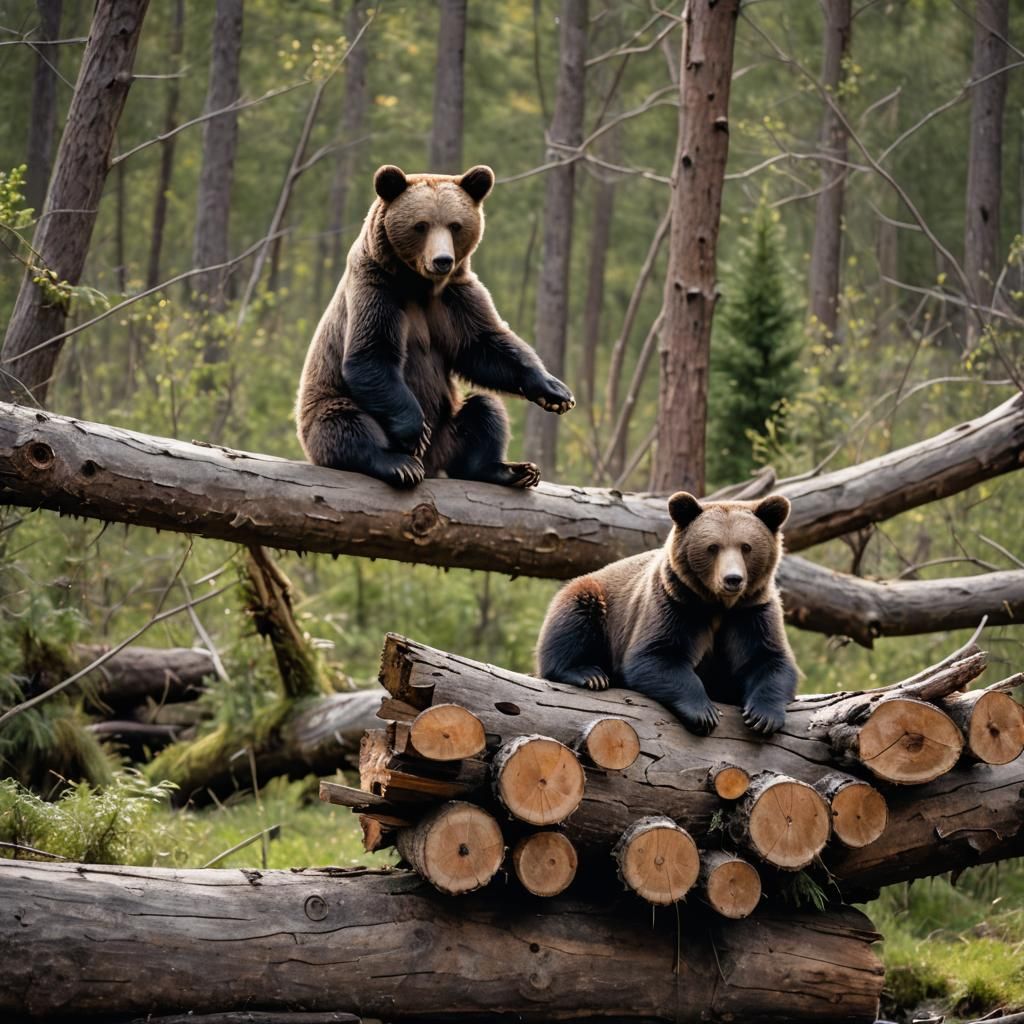 Bears on a Log: Professional Wildlife Photography