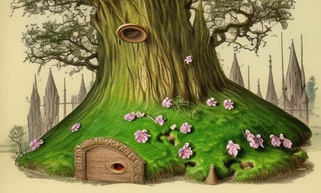 Leprechaun home in trunk of ancient tree
