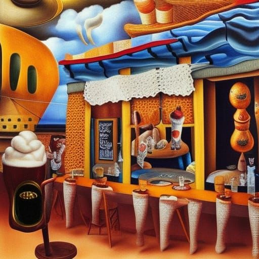 Surreal Knitted Beer in Salvador Dali Style