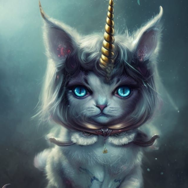 Adorable Chibi Cat Unicorn Hybrid: Detailed Digital Art