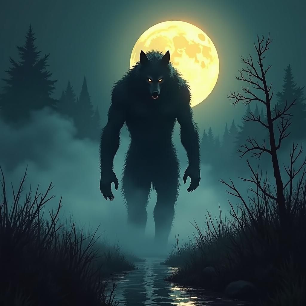 Werewolf Emerges from Misty Scottish Bog