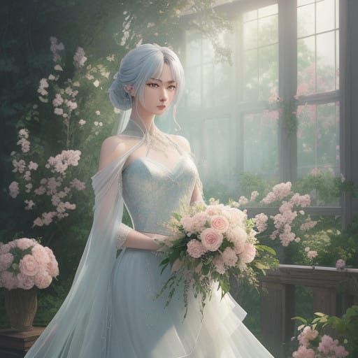 Romantic Goddess in Enchanting Garden