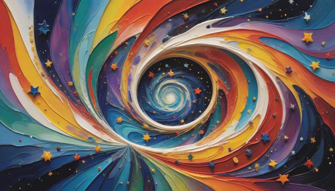 Cosmic Vortex in Vibrant Impasto Style