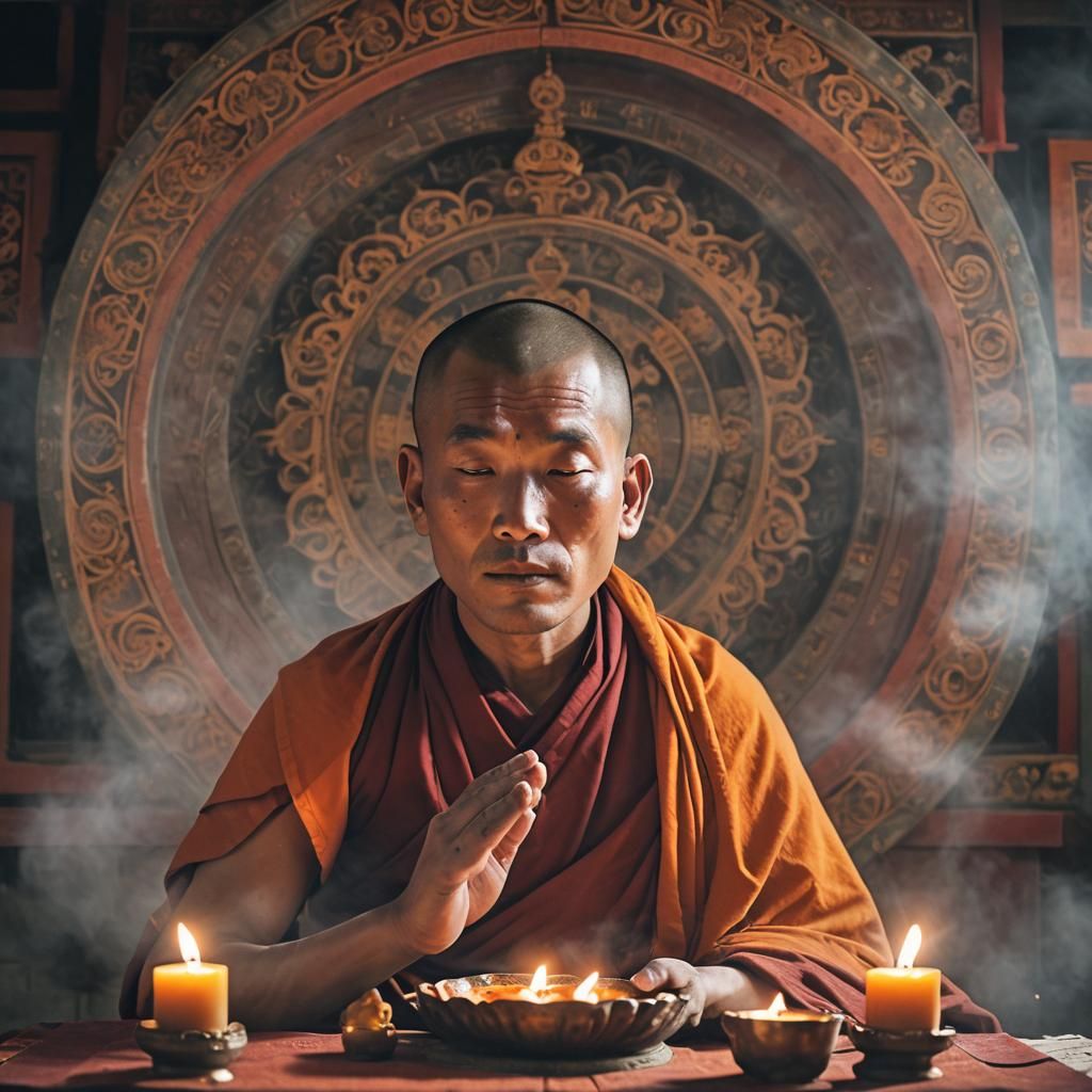 Tibetan Monk Creating Mandala Art