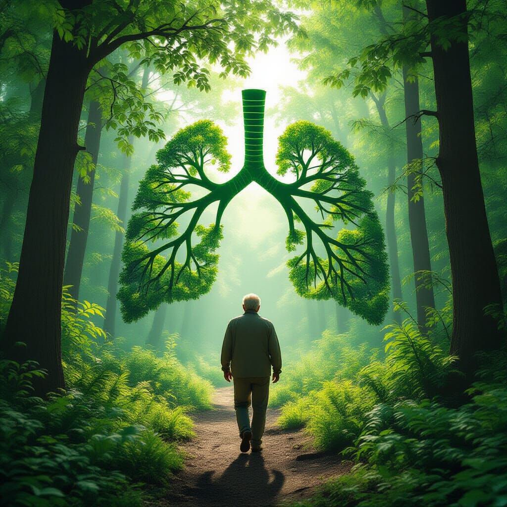 Lush Forest Inside Lungs: Hopeful Photorealistic Image