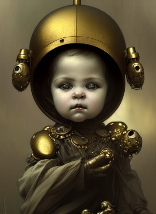 Creepy Doll Portrait in Art Nouveau Style