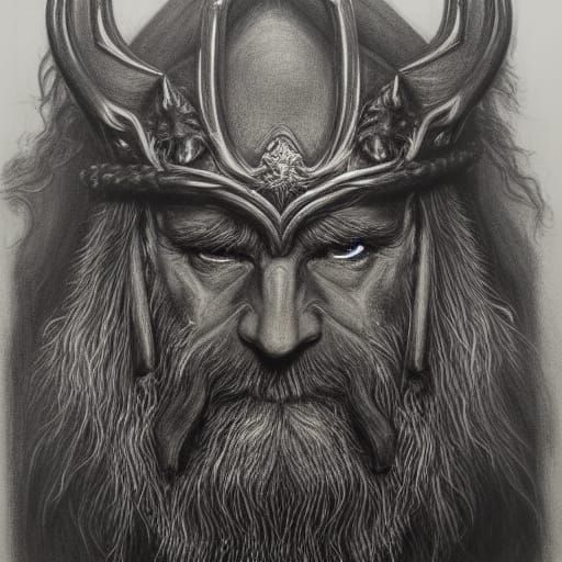 Majestic Odin Portrait in Chiaroscuro Style