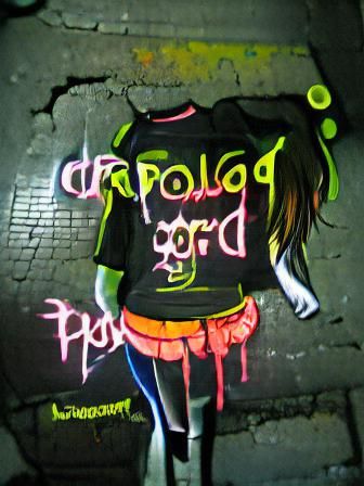 Neon-Gothic Girl in Street Art Style