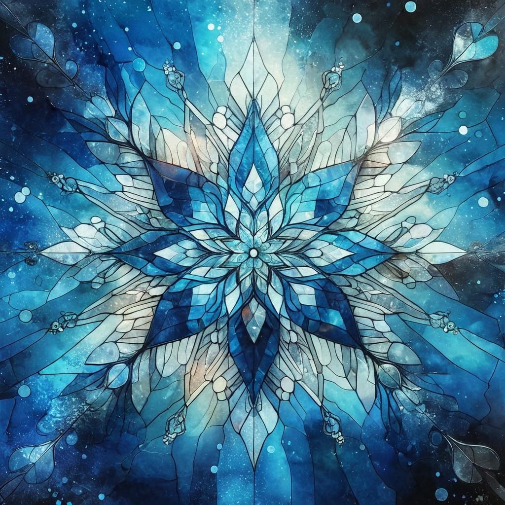 Abstract Blue Stained Glass Pattern