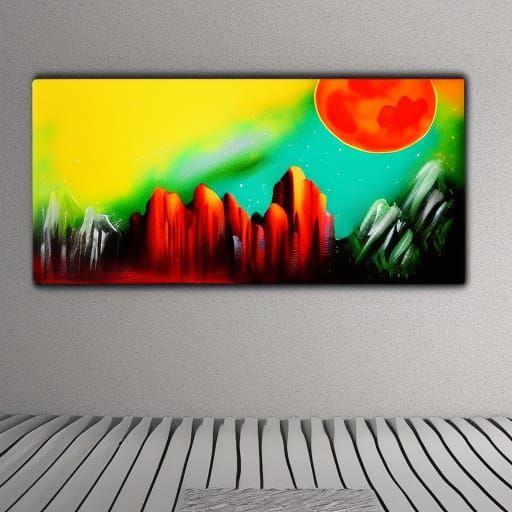 Red moon over the greenest of valleys